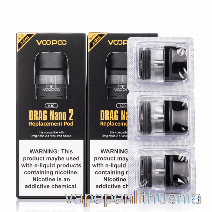 Voopoo Drag Nano 2 Pakaitiniai Ankštys 0,8ohm Drag Nano Cartridge Vape Skystis